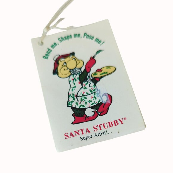 Vintage 1992 Santas Best Stubby Super Artist SantakinsPoseable Christmas Ornamen - Picture 5 of 6